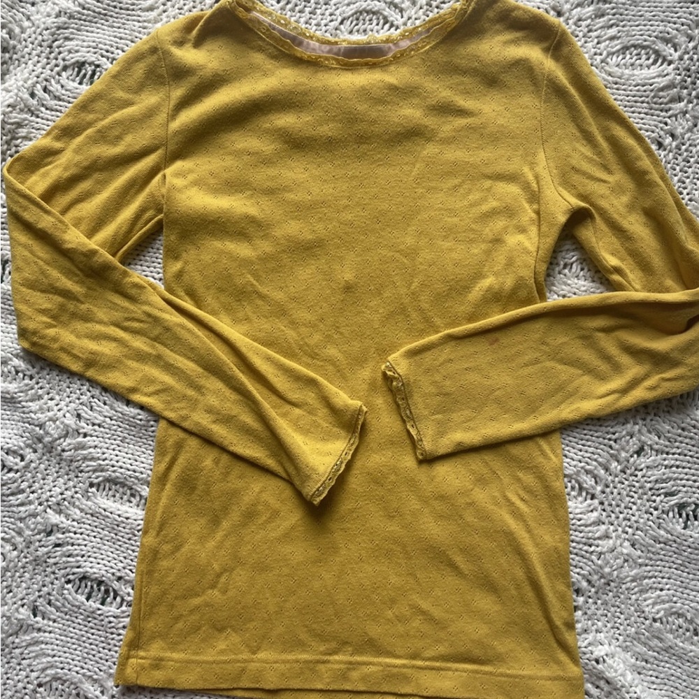 Boden yellow pointelle long sleeve